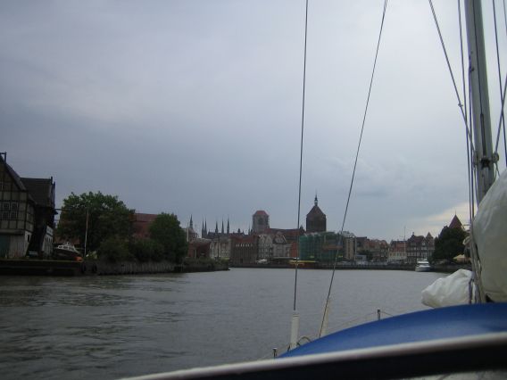 Entering Gdansk with the old city in the background Entering Gdansk with the old city in the background