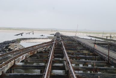 Tram rails near the old ferry port of Spiekeroog Tram rails near the old ferry port of Spiekeroog